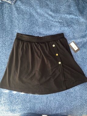 Women’s Black Skort with Button Detail and Pockets